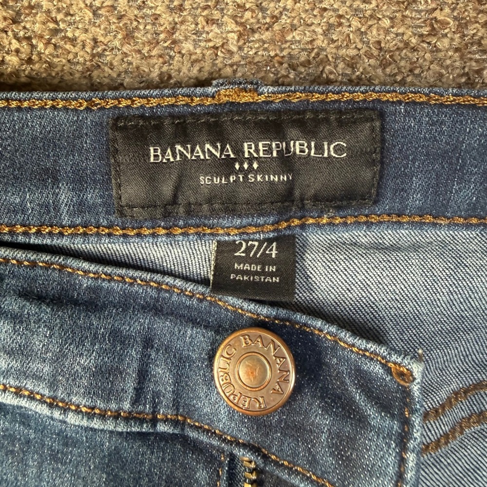 Banana Republic Sculpt Skinny Jeans Womens 27/4 Blue Denim High Rise Dark Wash - Picture 5 of 6